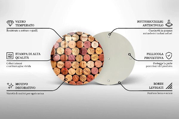 Glas Herdabdeckplatte Weinkorken-Muster