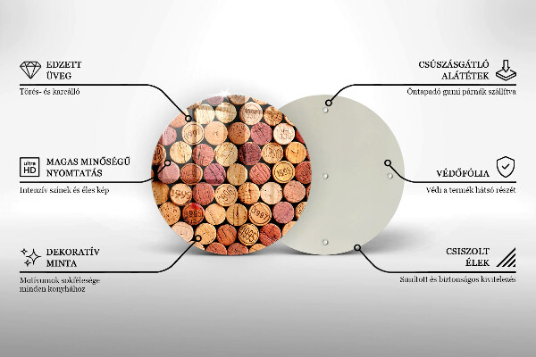 Glas Herdabdeckplatte Weinkorken-Muster