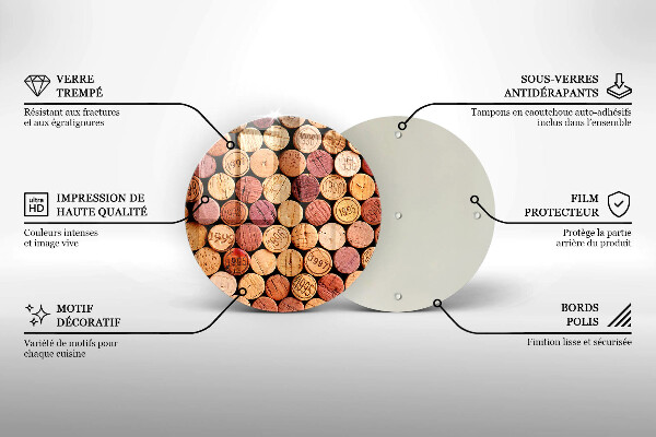 Glas Herdabdeckplatte Weinkorken-Muster