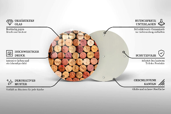 Glas Herdabdeckplatte Weinkorken-Muster
