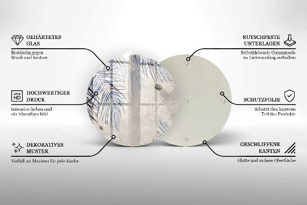 Glas Herdabdeckplatte Subtile Blätter