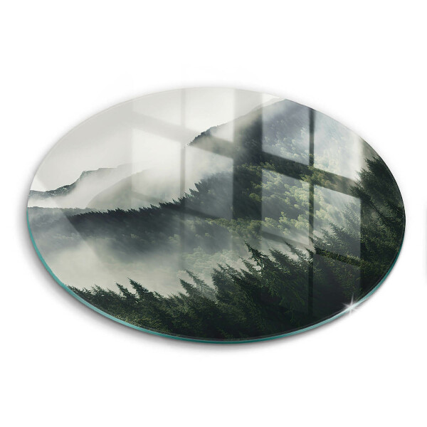 Glas Herdabdeckplatte Wald- und Nebellandschaft