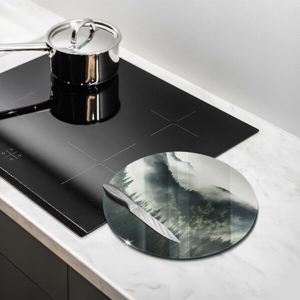 Glas Herdabdeckplatte Wald- und Nebellandschaft