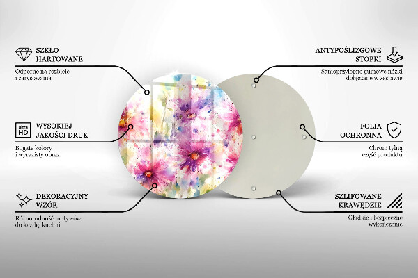 Glas Herdabdeckplatte Bemalte Blumen
