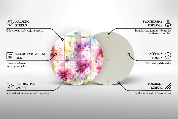 Glas Herdabdeckplatte Bemalte Blumen