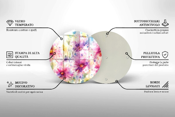 Glas Herdabdeckplatte Bemalte Blumen