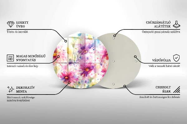 Glas Herdabdeckplatte Bemalte Blumen