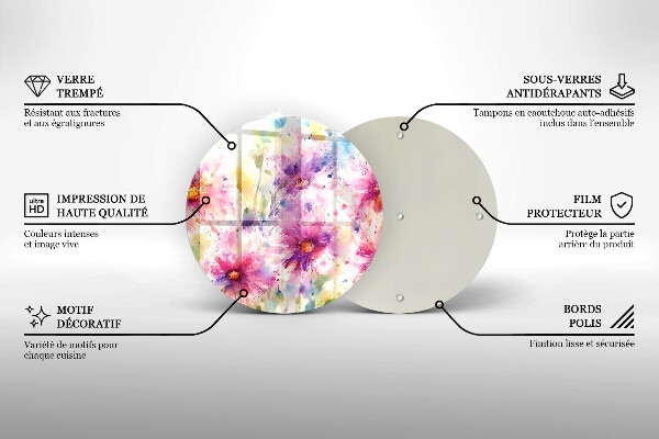 Glas Herdabdeckplatte Bemalte Blumen