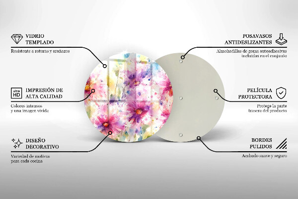 Glas Herdabdeckplatte Bemalte Blumen