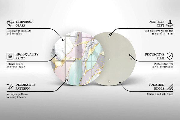Glas Herdabdeckplatte Pastellmarmor