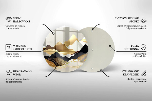 Glas Herdabdeckplatte Abstrakte goldene Berge