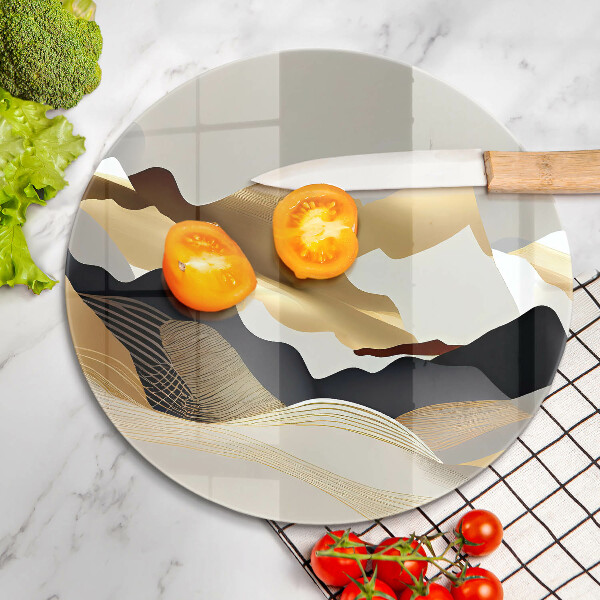 Glas Herdabdeckplatte Abstrakte goldene Berge