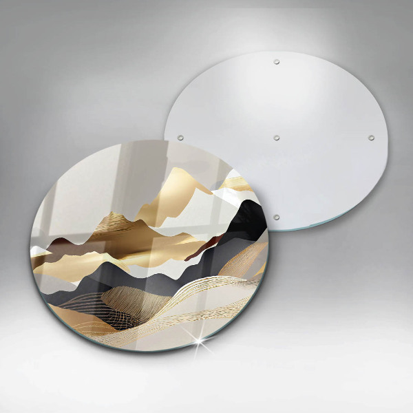 Glas Herdabdeckplatte Abstrakte goldene Berge