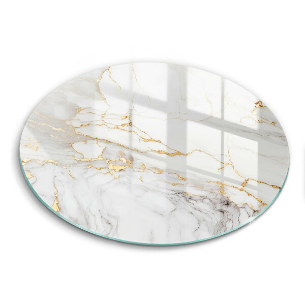 Glas Herdabdeckplatte Heller Marmor mit Gold
