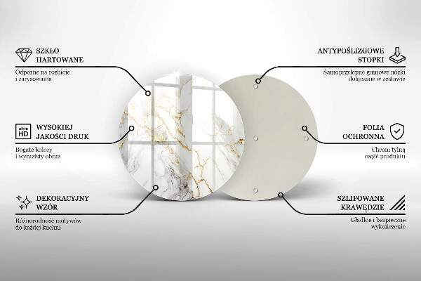 Glas Herdabdeckplatte Heller Marmor mit Gold