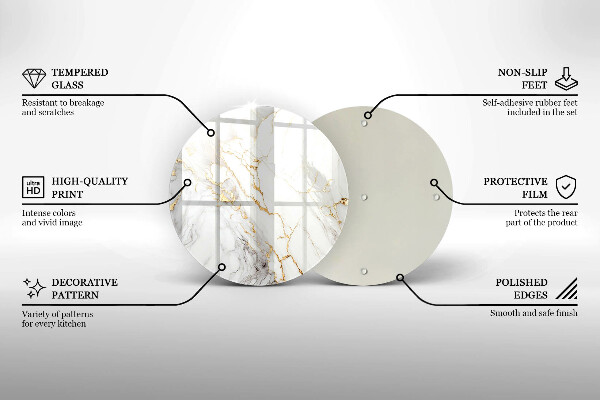 Glas Herdabdeckplatte Heller Marmor mit Gold