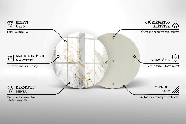 Glas Herdabdeckplatte Heller Marmor mit Gold