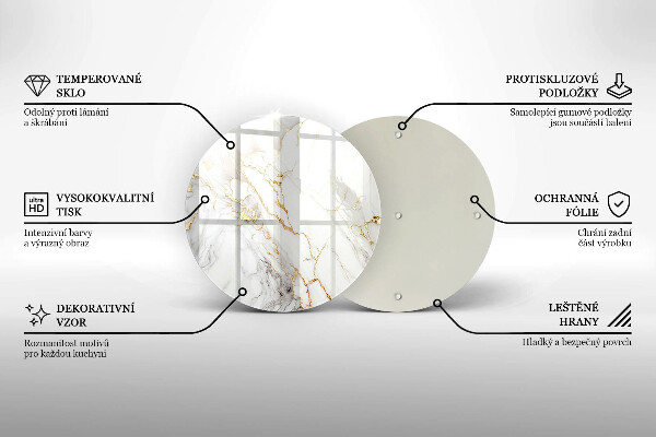 Glas Herdabdeckplatte Heller Marmor mit Gold