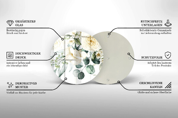 Glas Herdabdeckplatte Aquarellblumen