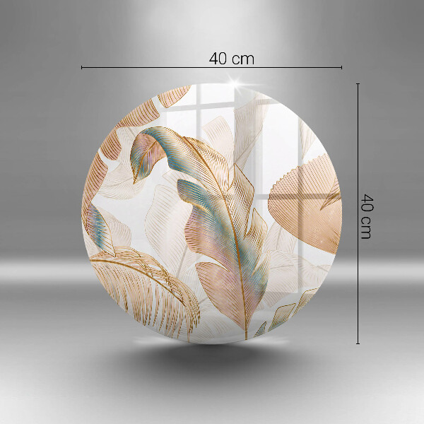 Glas Herdabdeckplatte Boho-Federn und Blätter