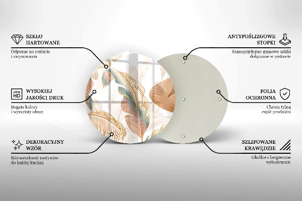 Glas Herdabdeckplatte Boho-Federn und Blätter