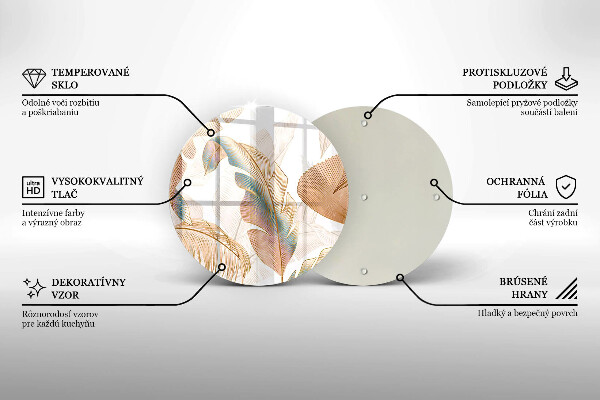 Glas Herdabdeckplatte Boho-Federn und Blätter