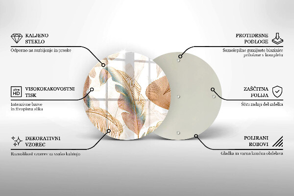 Glas Herdabdeckplatte Boho-Federn und Blätter