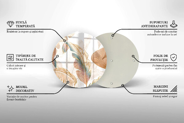 Glas Herdabdeckplatte Boho-Federn und Blätter