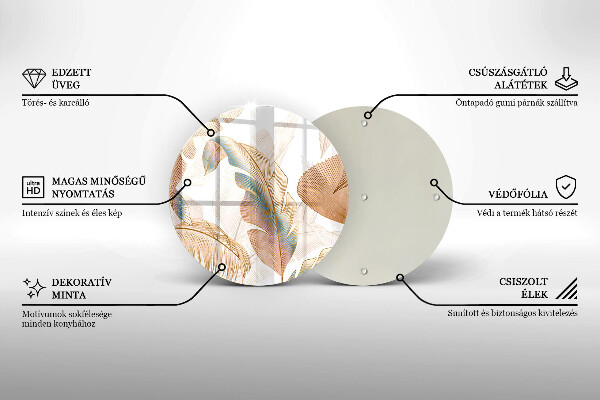 Glas Herdabdeckplatte Boho-Federn und Blätter