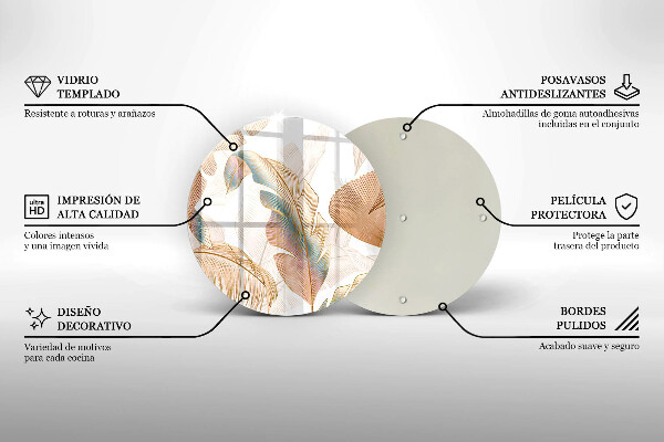 Glas Herdabdeckplatte Boho-Federn und Blätter