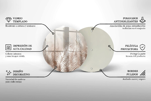 Glas Herdabdeckplatte Boho-Vegetationsblätter