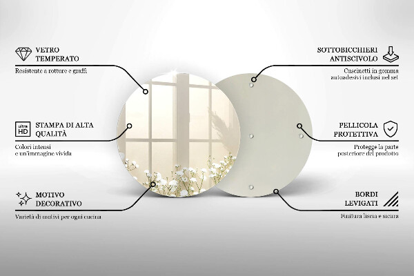 Glas Herdabdeckplatte Gips-Boho-Blumen