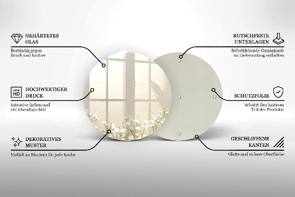 Glas Herdabdeckplatte Gips-Boho-Blumen