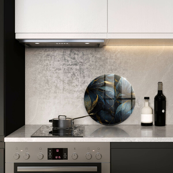 Glas Herdabdeckplatte Dekorative Blätter mit Gold