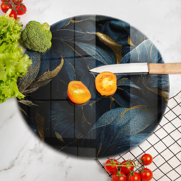 Glas Herdabdeckplatte Dekorative Blätter mit Gold