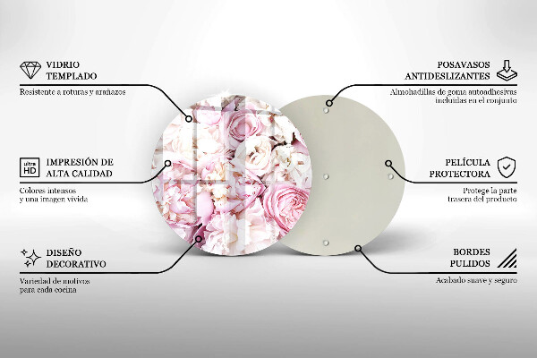 Glas Herdabdeckplatte Pfingstrosenstrauß