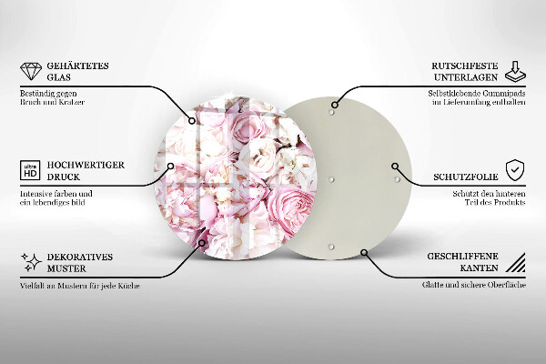 Glas Herdabdeckplatte Pfingstrosenstrauß