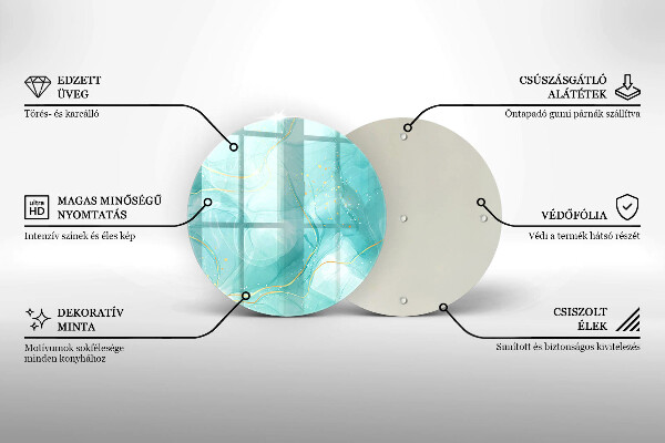 Glas Herdabdeckplatte Blaue und goldene Abstraktion