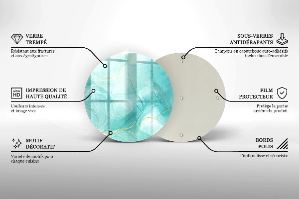 Glas Herdabdeckplatte Blaue und goldene Abstraktion