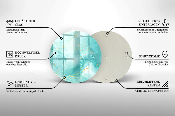 Glas Herdabdeckplatte Blaue und goldene Abstraktion