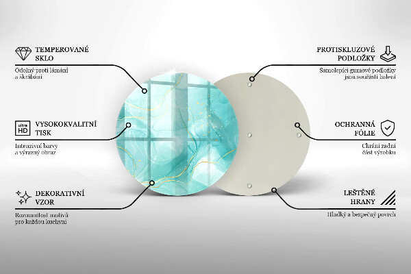 Glas Herdabdeckplatte Blaue und goldene Abstraktion