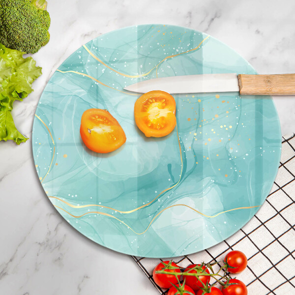 Glas Herdabdeckplatte Blaue und goldene Abstraktion