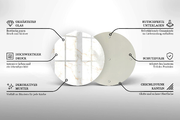 Glas Herdabdeckplatte Eleganter Marmorstein