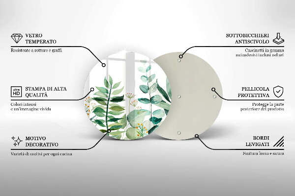 Glas Ceranfeldabdeckung Spritzschutz Illustration der Pflanzenblätter