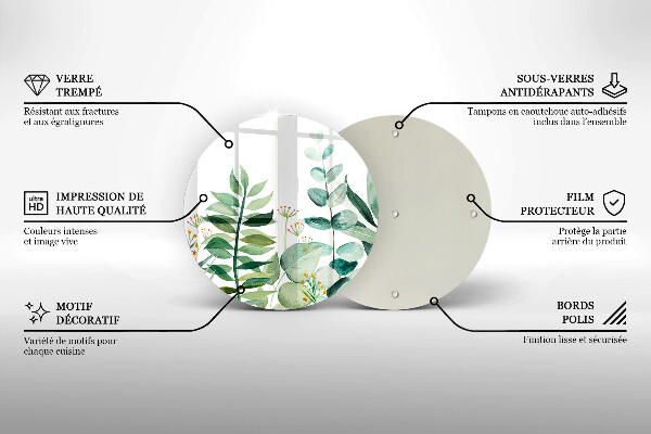 Glas Ceranfeldabdeckung Spritzschutz Illustration der Pflanzenblätter