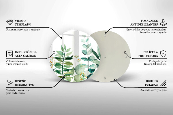 Glas Ceranfeldabdeckung Spritzschutz Illustration der Pflanzenblätter