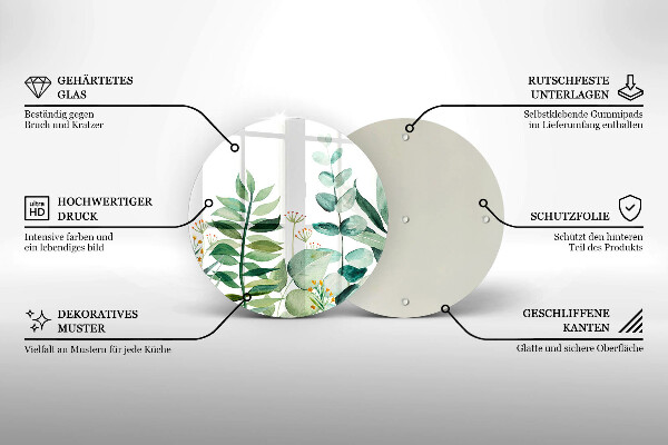 Glas Ceranfeldabdeckung Spritzschutz Illustration der Pflanzenblätter