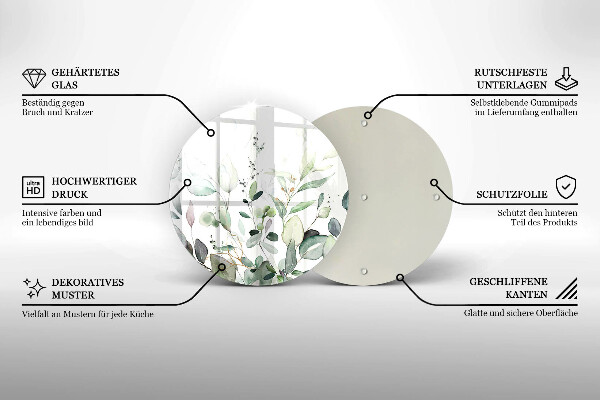 Glas Ceranfeldabdeckung Spritzschutz Aquarellpflanzen