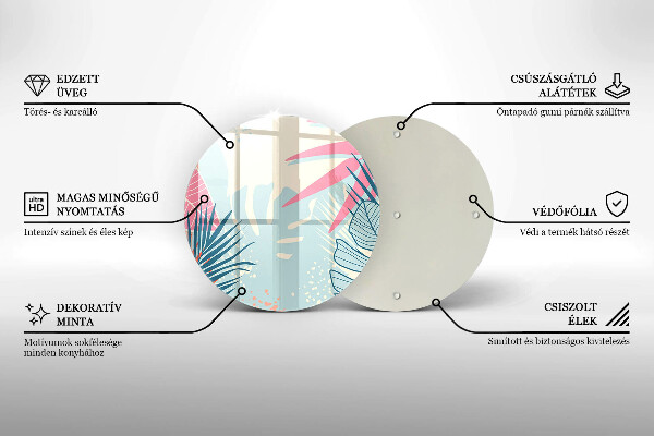 Glas Ceranfeldabdeckung Spritzschutz Pastellblätter