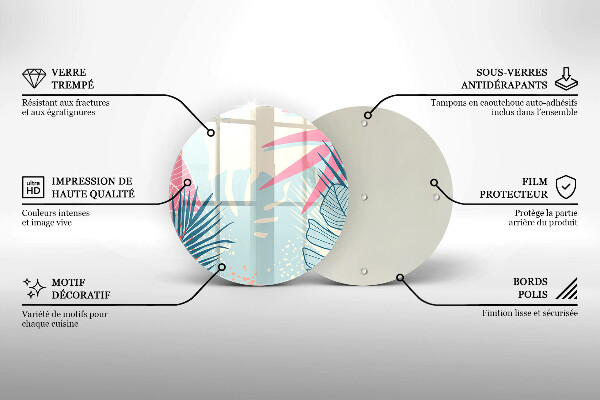 Glas Ceranfeldabdeckung Spritzschutz Pastellblätter